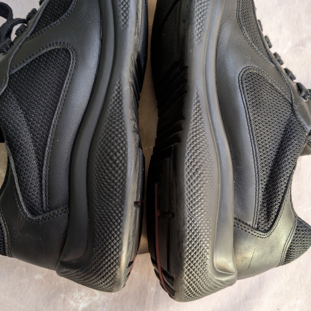 Prada America's Cup Sneakers Black Red Men 10.5 Leather - Picture 11 of 16